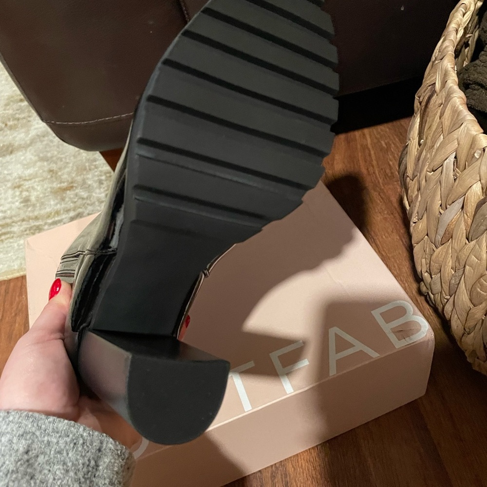 patent leather bootie